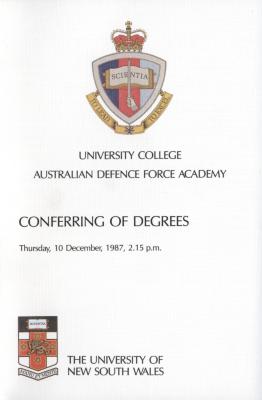 UNSW Canberra Degree Conferral Booklets (Graduation Ceremony) 1887