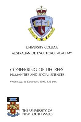 UNSW Canberra Degree Conferral Booklets (Graduation Ceremony) 1991