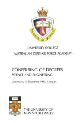 UNSW Canberra Degree Conferral Booklets (Graduation Ceremony) 1990