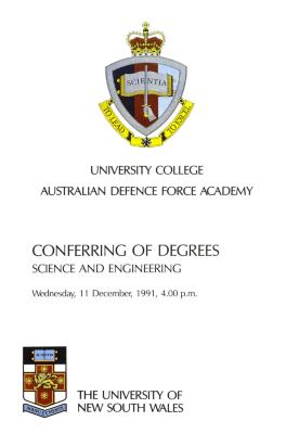 UNSW Canberra Degree Conferral Booklets (Graduation Ceremony) 1991