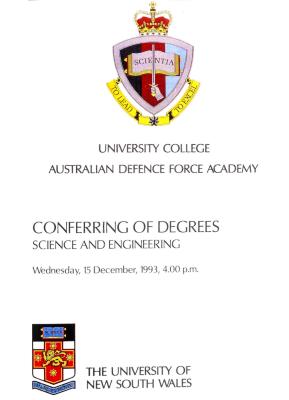 UNSW Canberra Degree Conferral Booklets (Graduation Ceremony) 1993