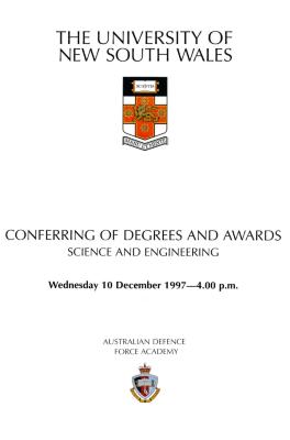 UNSW Canberra Degree Conferral Booklets (Graduation Ceremony) 1997