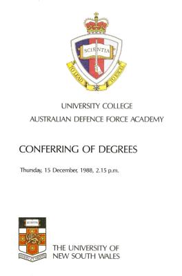 UNSW Canberra Degree Conferral Booklets (Graduation Ceremony) 1988