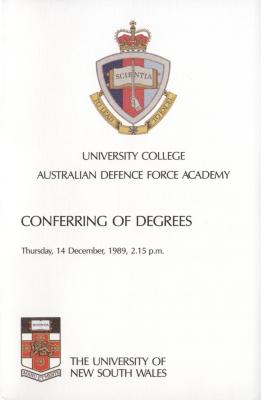 UNSW Canberra Degree Conferral Booklets (Graduation Ceremony) 1989