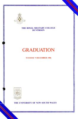 UNSW Canberra Degree Conferral Booklets (Graduation Ceremony) 1986