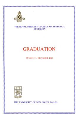 UNSW Canberra Degree Conferral Booklets (Graduation Ceremony) 1982