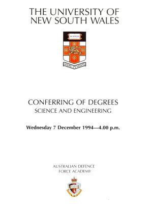 UNSW Canberra Degree Conferral Booklets (Graduation Ceremony) 1994