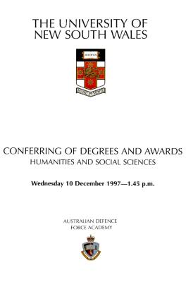 UNSW Canberra Degree Conferral Booklets (Graduation Ceremony) 1997