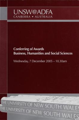 UNSW Canberra Degree Conferral Booklets (Graduation Ceremony) 2005