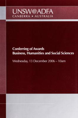 UNSW Canberra Degree Conferral Booklets (Graduation Ceremony) 2006